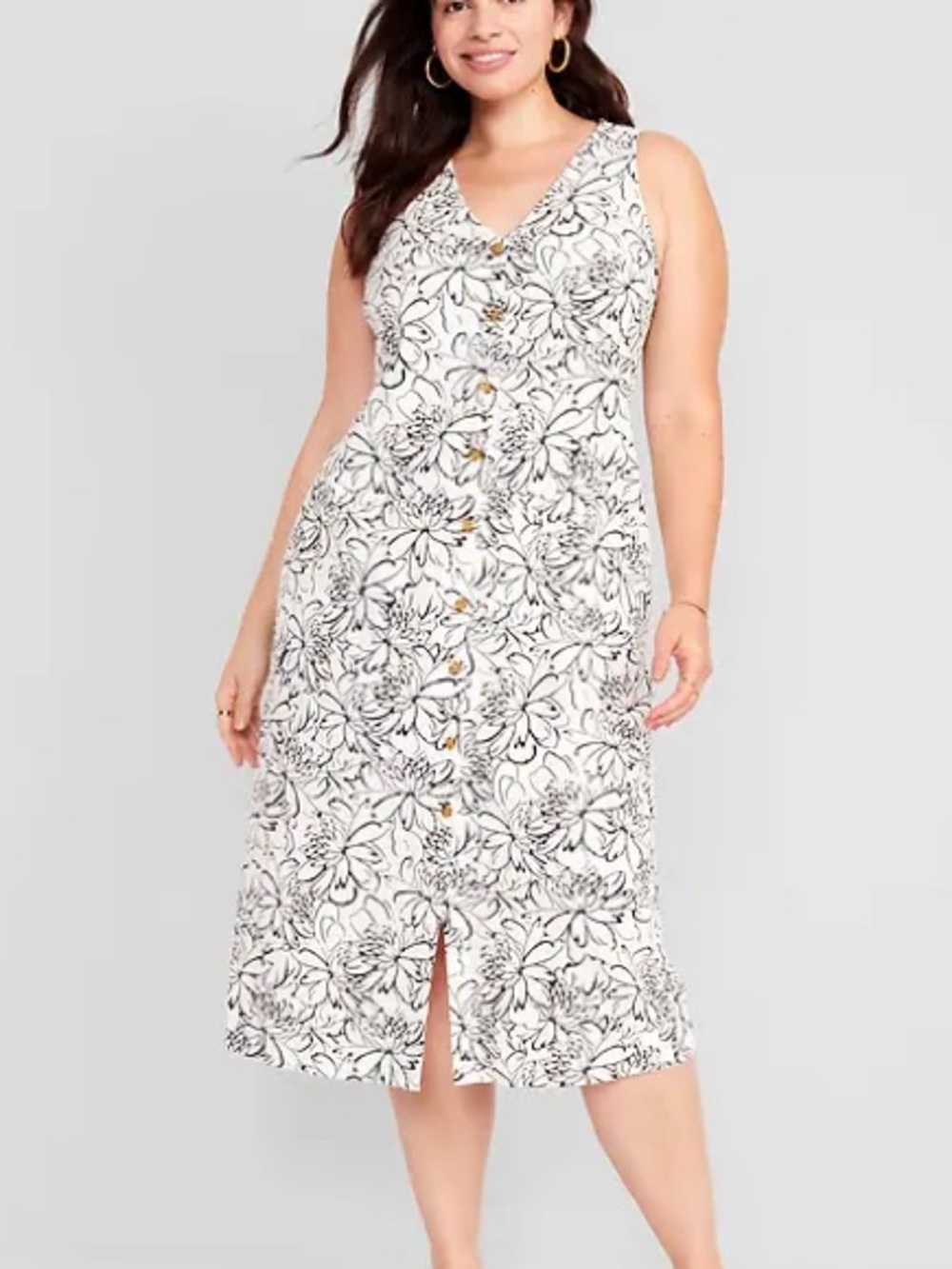 Old Navy Sleeveless Button Front Linen Blend Shift Dress Size M Cottagecore Boho